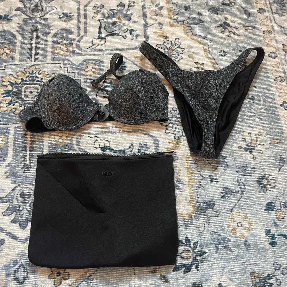 Triangl bikini - Sara black sparkle